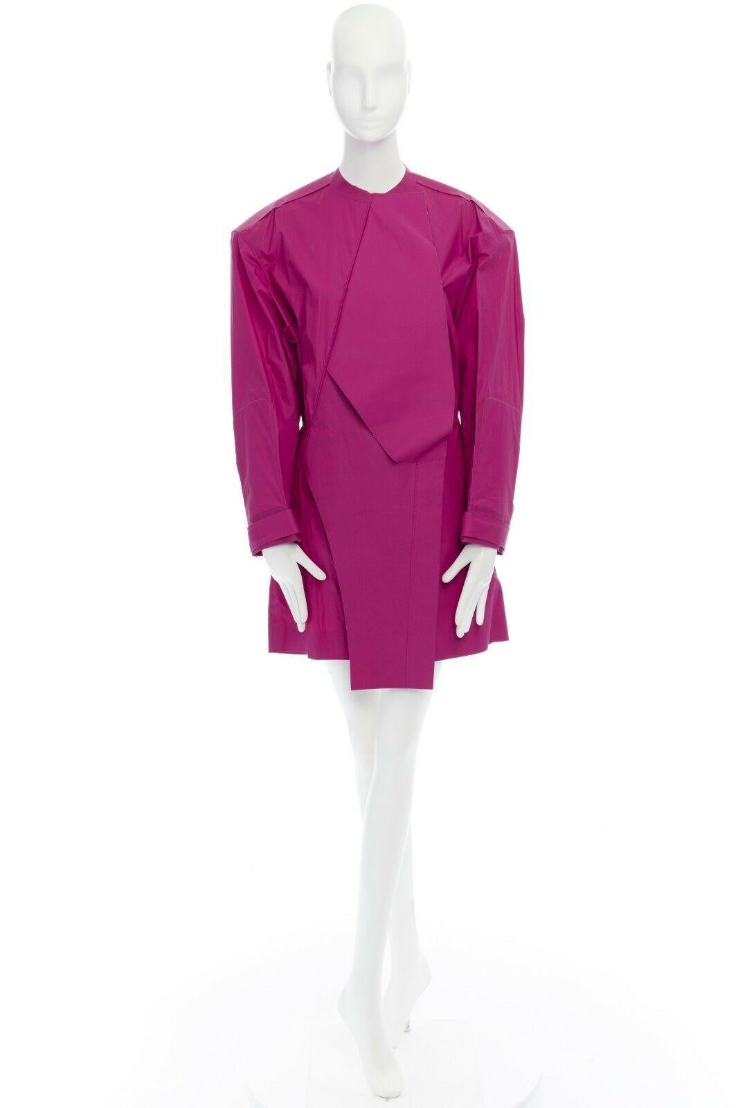 Purple runway BALENCIAGA GHESQUIERE AW12 fuchsia silk cotton trench coat dress top FR38