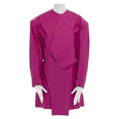 runway BALENCIAGA GHESQUIERE AW12 fuchsia silk cotton trench coat dress top FR38