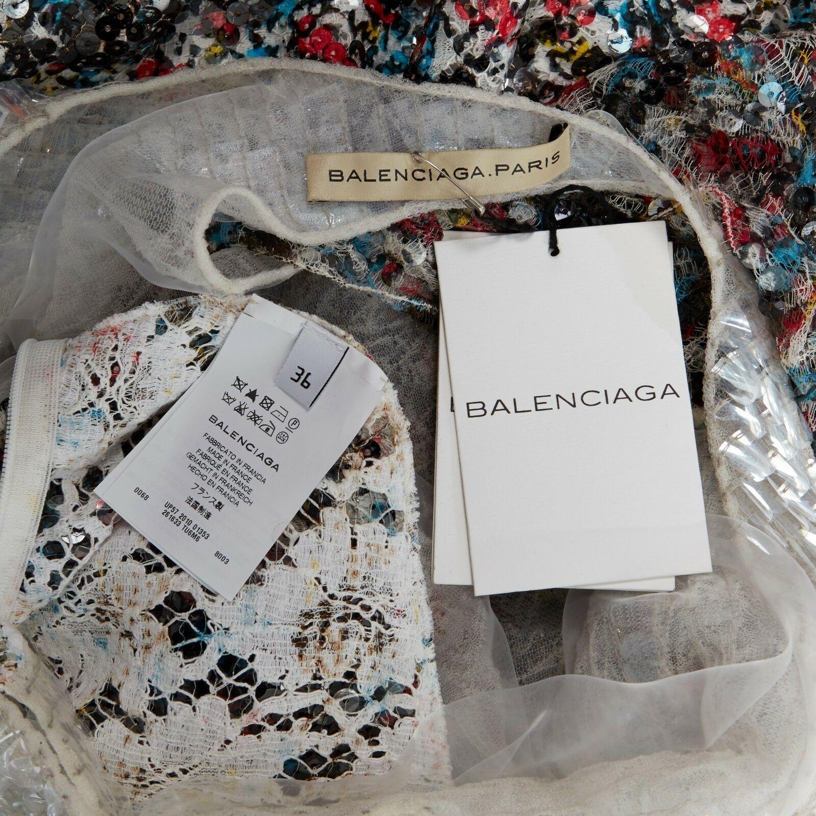 runway BALENCIAGA GHESQUIERE SS11 sequins lace pailette layer dress FR36 US4 UK8 4
