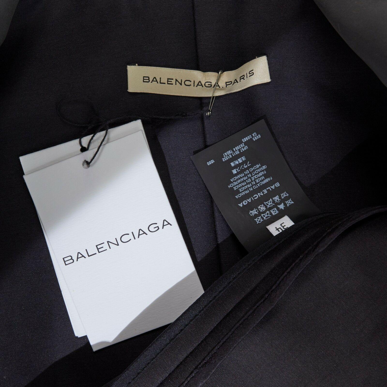 runway BALENCIAGA GHESQUIERE SS12 black leather panel collarless jacket FR34 XS 5