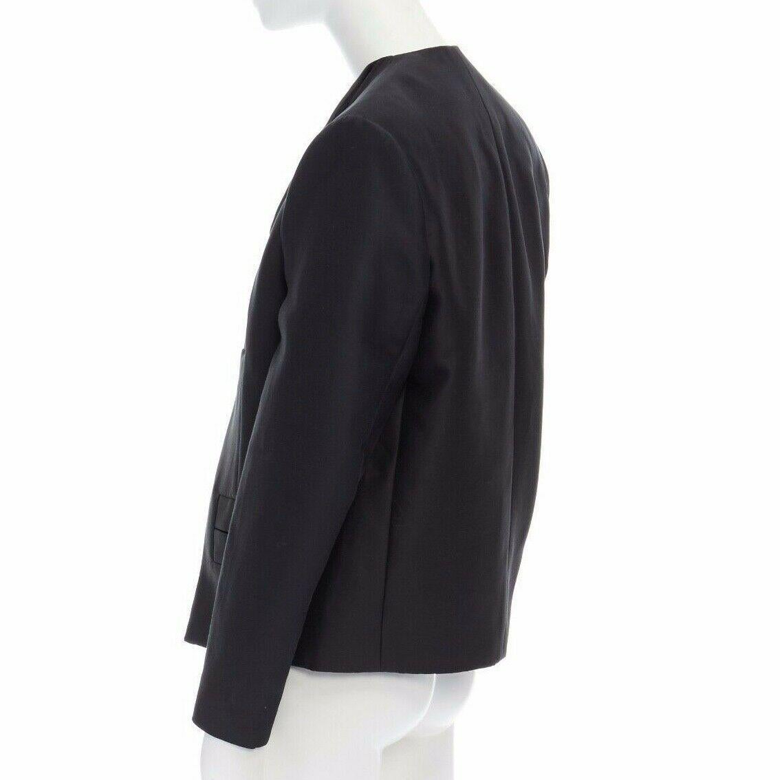 runway BALENCIAGA GHESQUIERE SS12 black leather panel collarless jacket FR34 XS 1