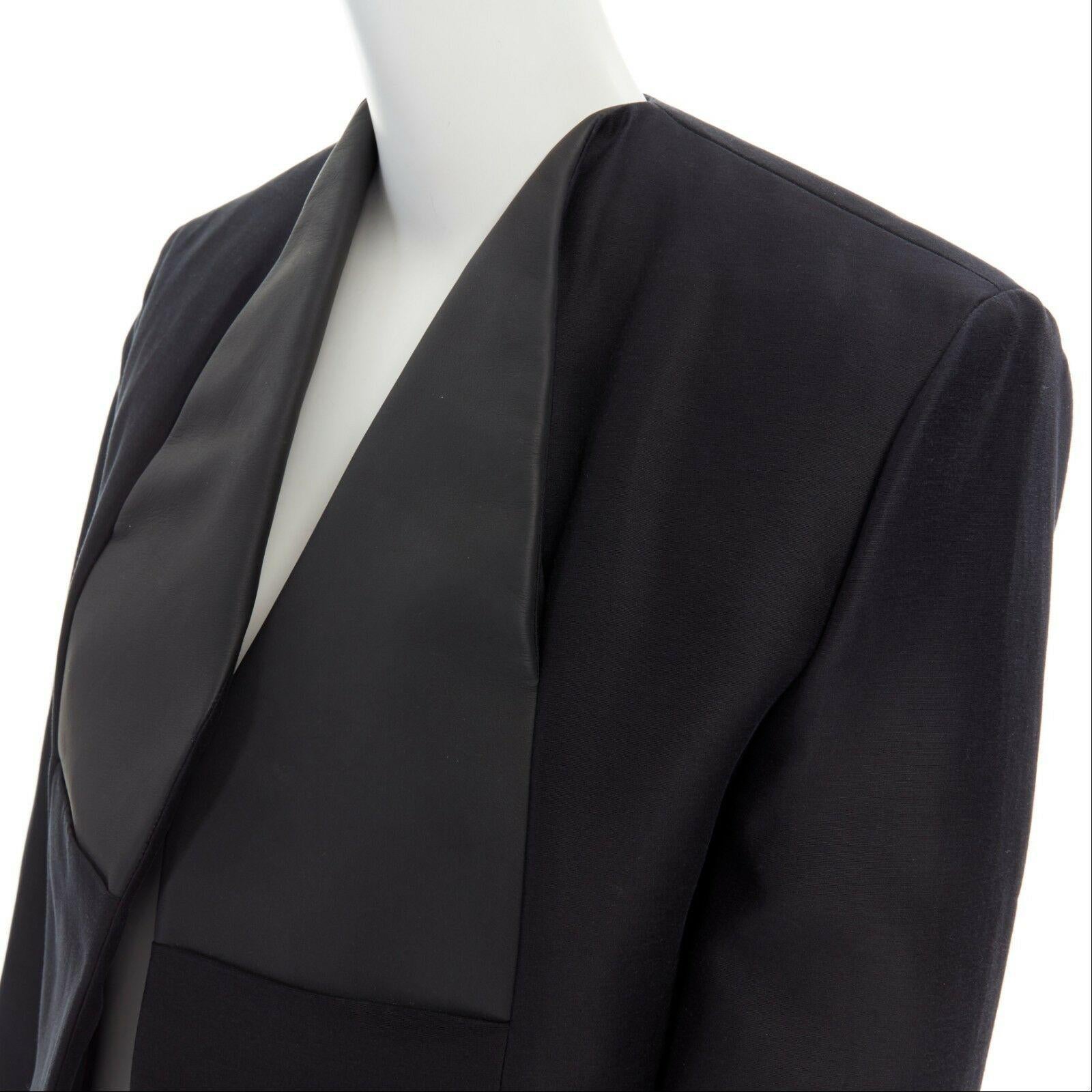 runway BALENCIAGA GHESQUIERE SS12 black leather panel collarless jacket FR34 XS 2