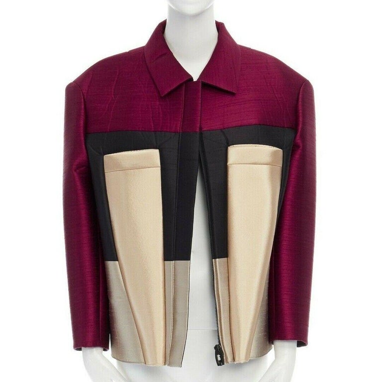 Runway Balenciaga Ghesquiere Ss12 Pink Color Block Silk Padded
