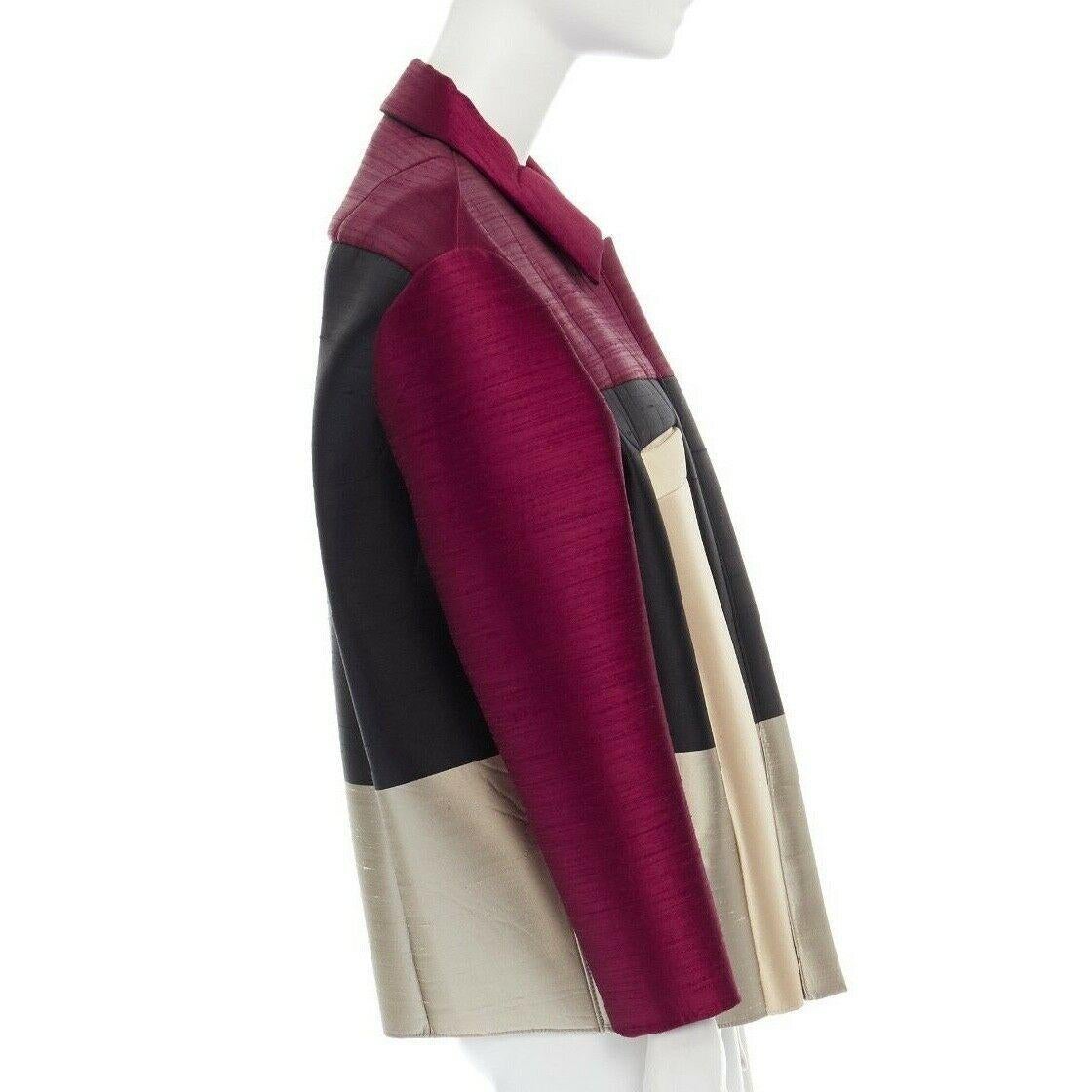 runway BALENCIAGA GHESQUIERE SS12 pink color block silk padded jacket coat FR34 In Good Condition In Hong Kong, NT