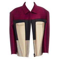 runway BALENCIAGA GHESQUIERE SS12 pink color block silk padded jacket coat FR34