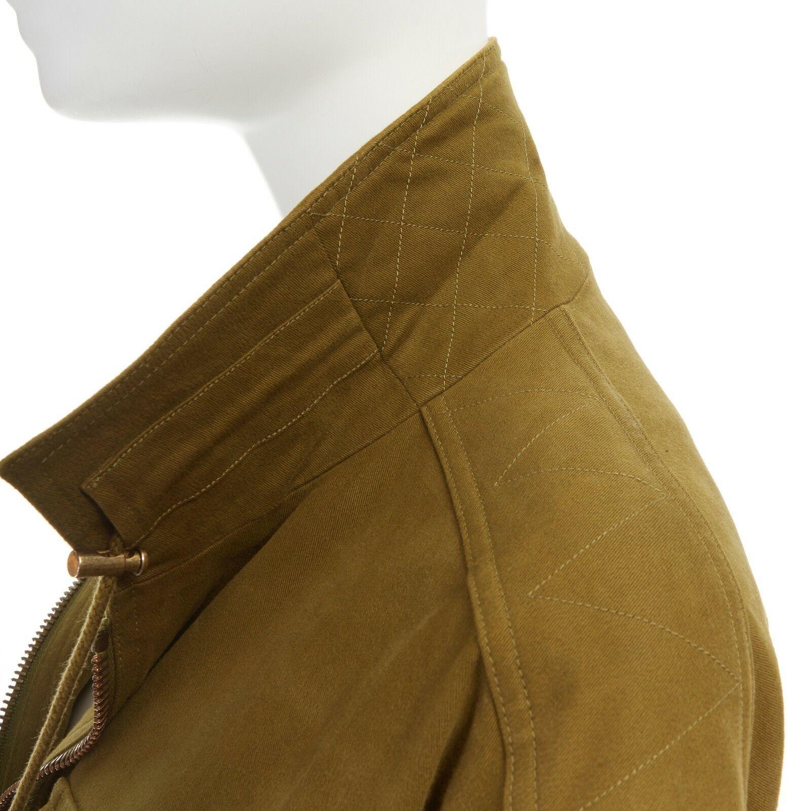 runway BALMAIN 2014 green stretch military cargo pockets oversized jacket FR40 L 4