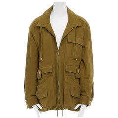 runway BALMAIN 2014 vert stretch military cargo pockets oversized jacket FR40 L