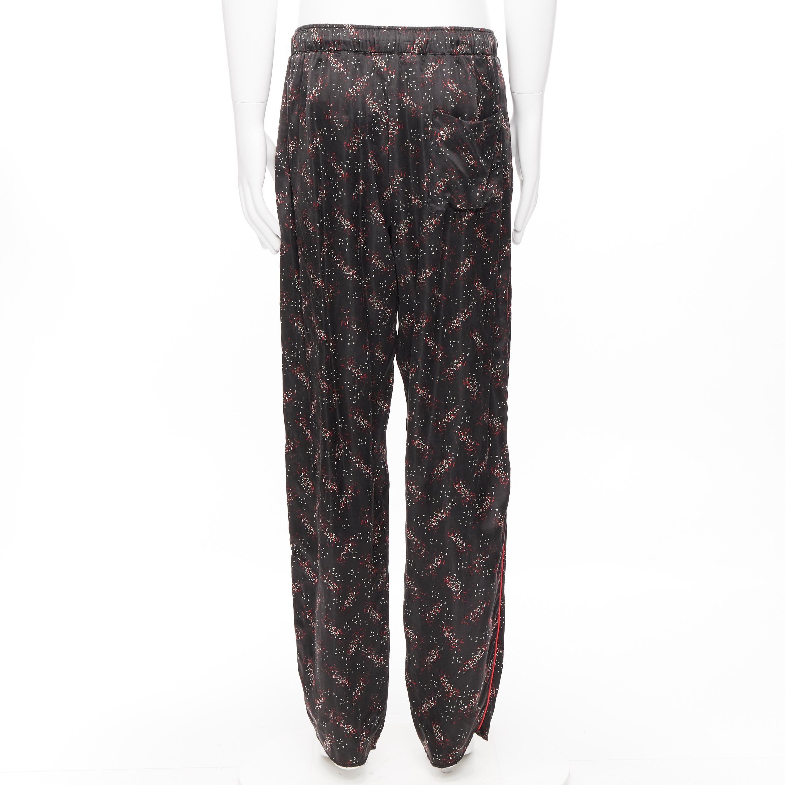 runway BOTTEGA VENETA 100% silk black white red speckle print pajama pants IT48 In Excellent Condition In Hong Kong, NT