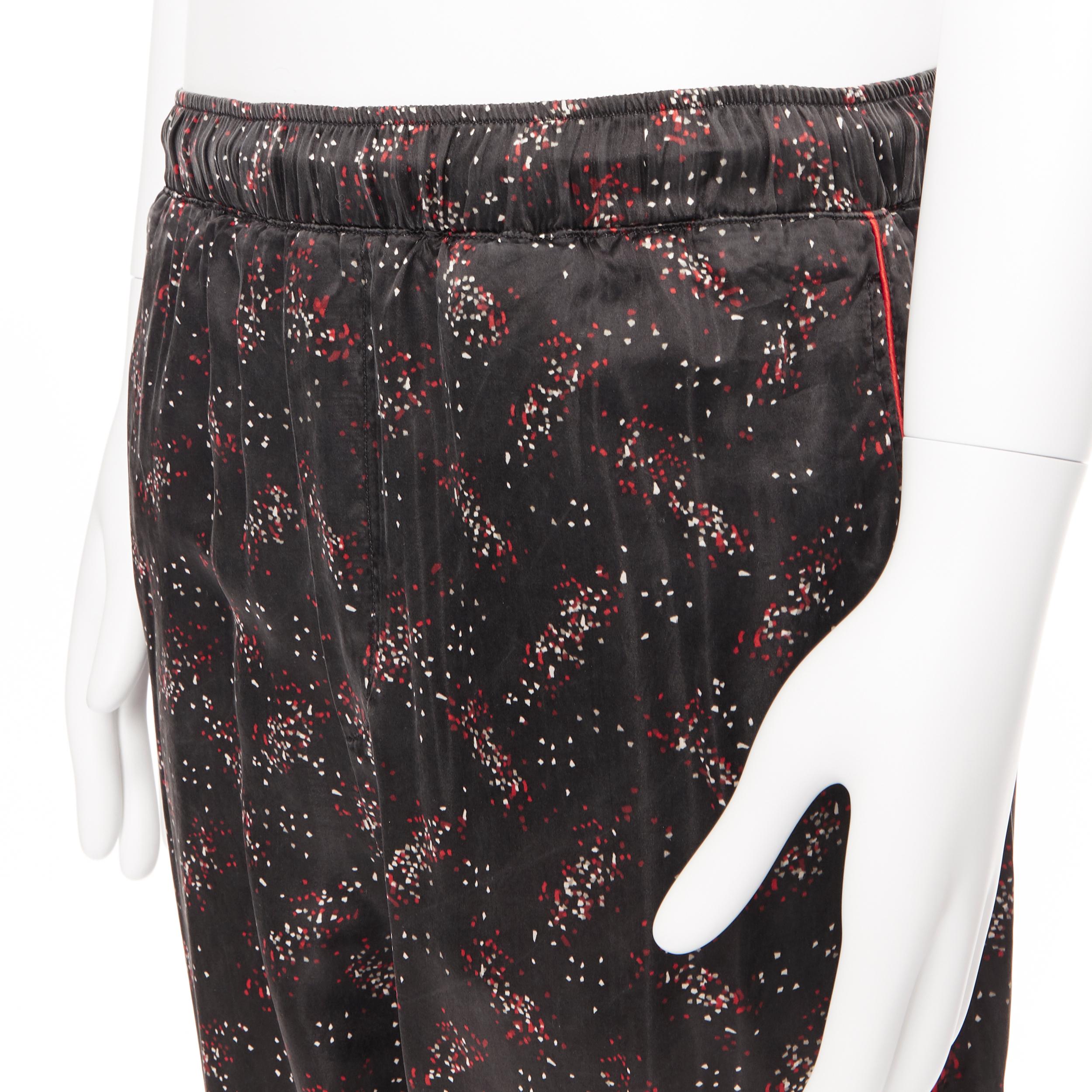 runway BOTTEGA VENETA 100% silk black white red speckle print pajama pants IT48 1