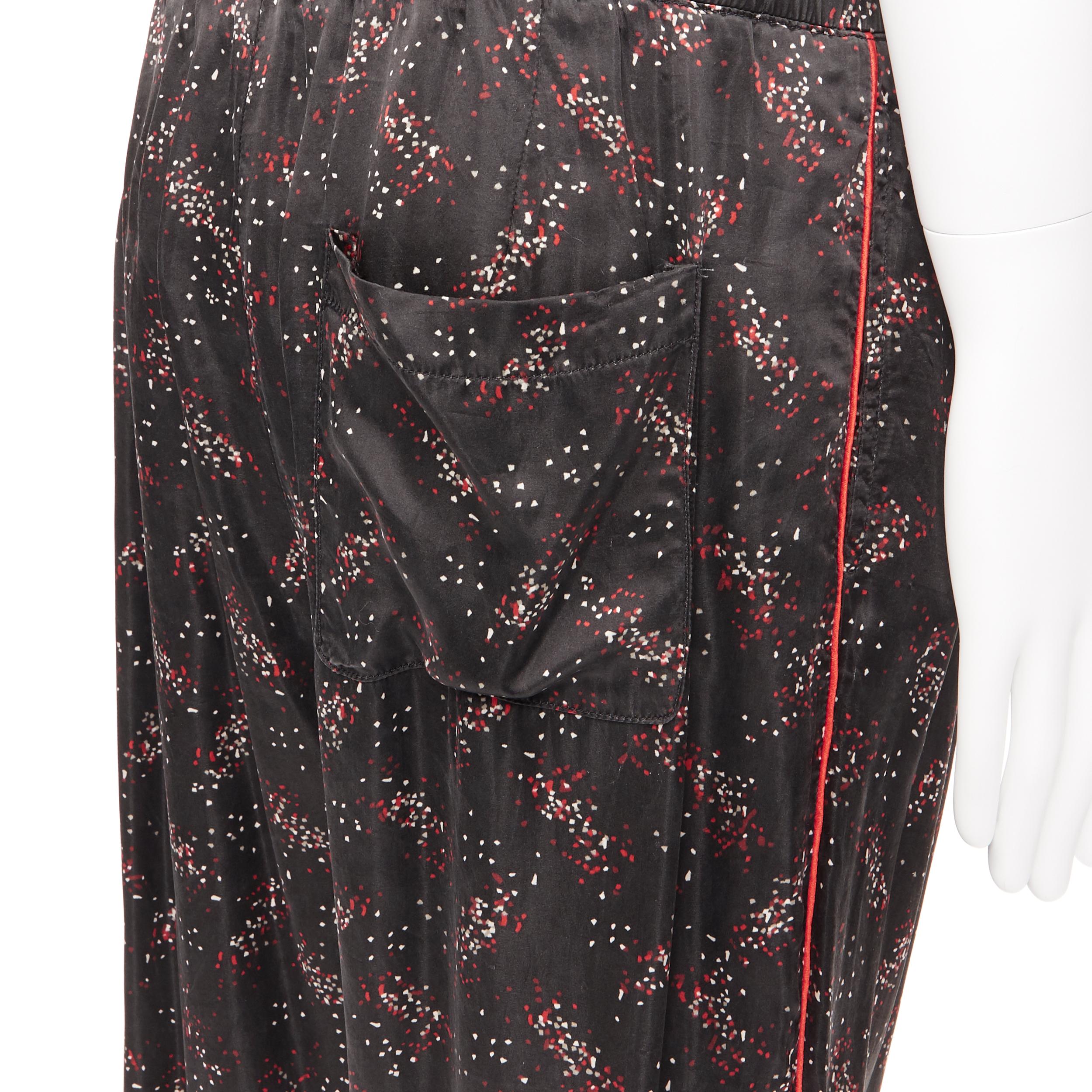 runway BOTTEGA VENETA 100% silk black white red speckle print pajama pants IT48 2