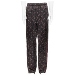 pantaloni del pigiama Bottega Veneta 100% seta, nero, bianco e rosso con stampa maculata IT48