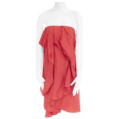 runway BOTTEGA VENETA 2011 orange ruffle raw silk strapless dress IT40 US4 UK8