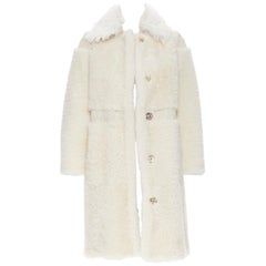 Laufsteg BURBERRY PRORSUM elfenbeinfarbener Schaf-Shearling Wintermantel IT36 XS