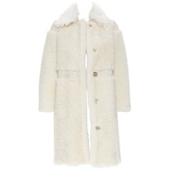 runway BURBERRY PRORSUM ivory sheep shearling shaved panel winter coat IT36 XS