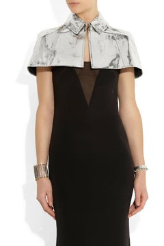 runway BURBERRY SS13 silver python leather cropped trench coat cape IT40 US4 S