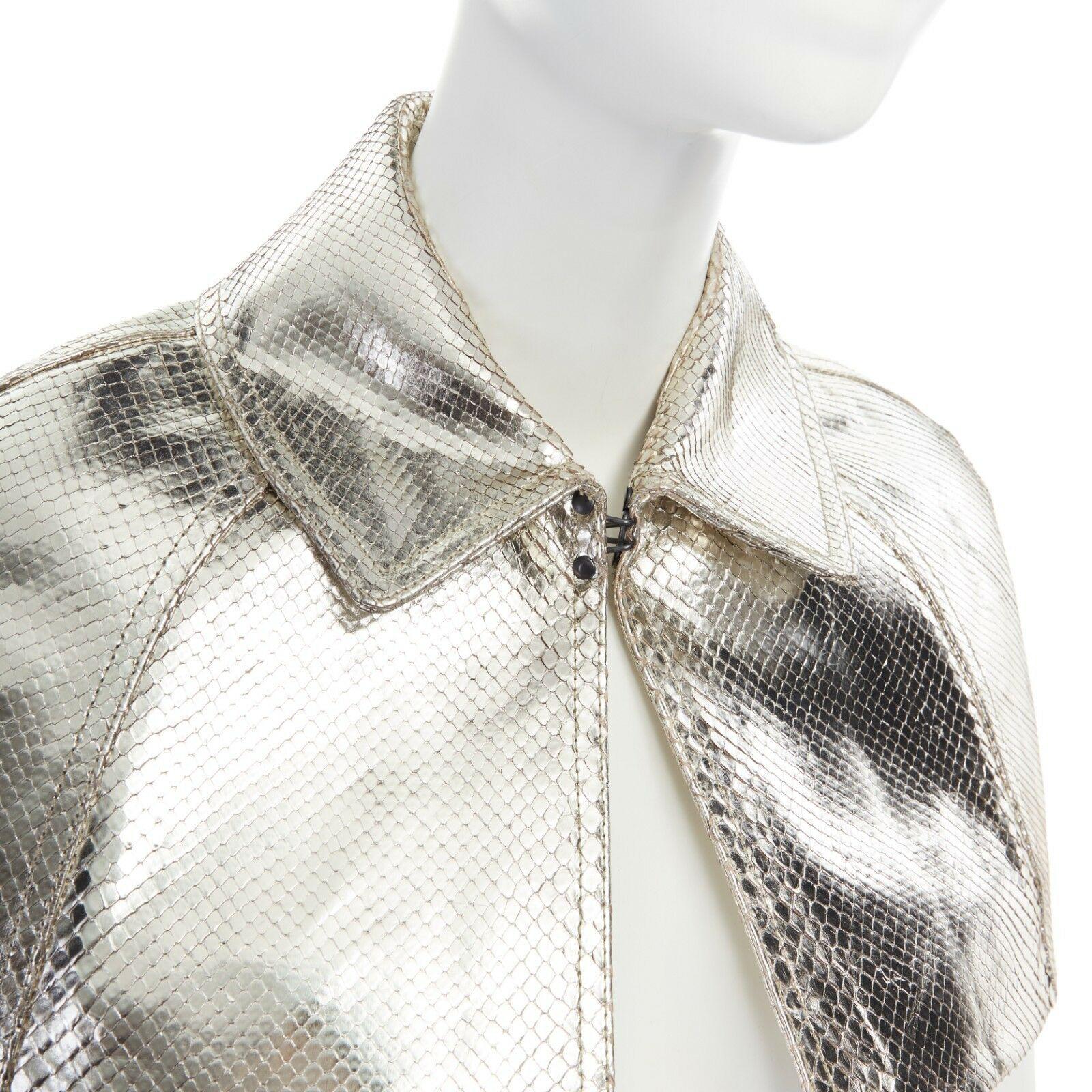 runway BURBERRY SS13 silver python leather cropped trench coat cape IT40 US4 S 1
