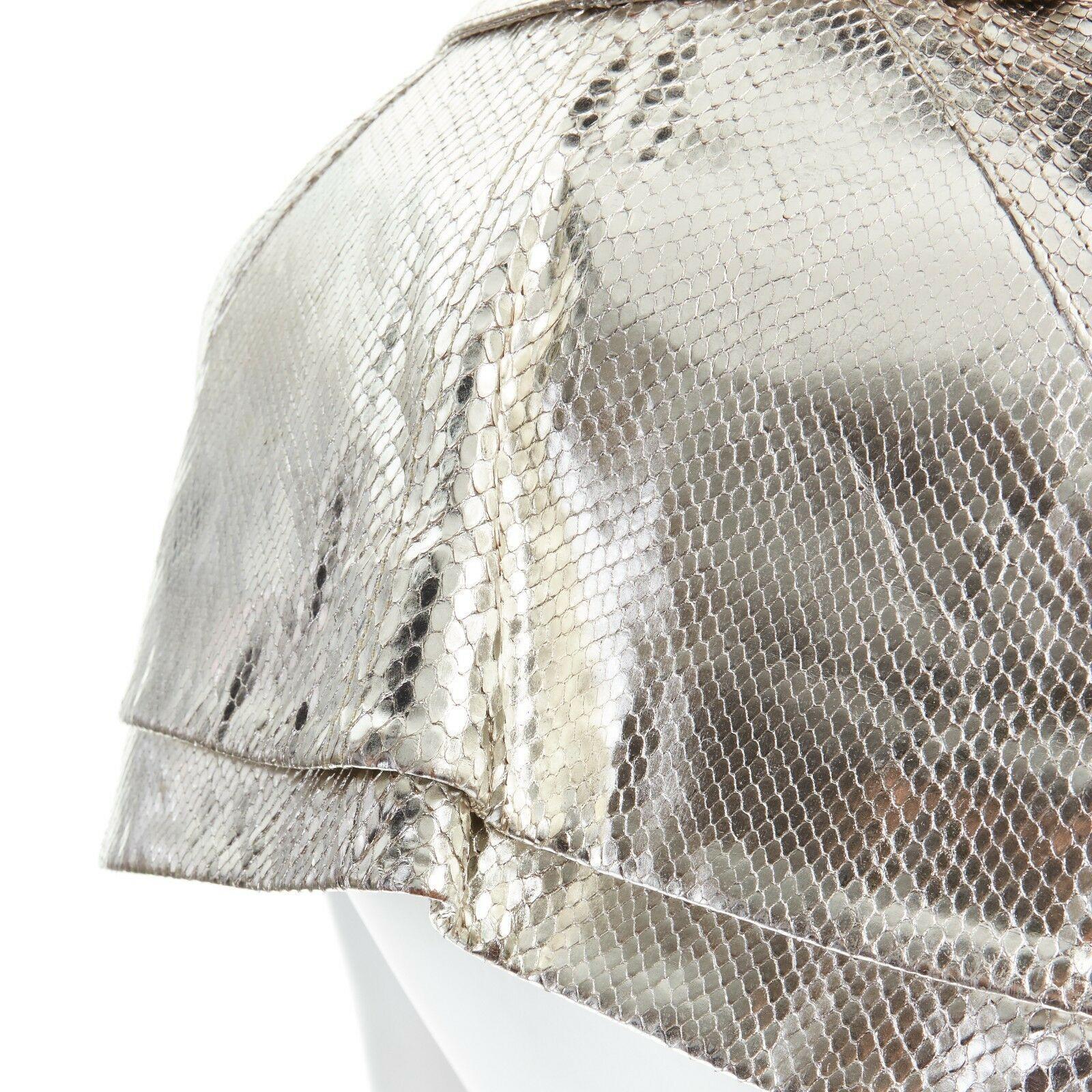 runway BURBERRY SS13 silver python leather cropped trench coat cape IT40 US4 S 3