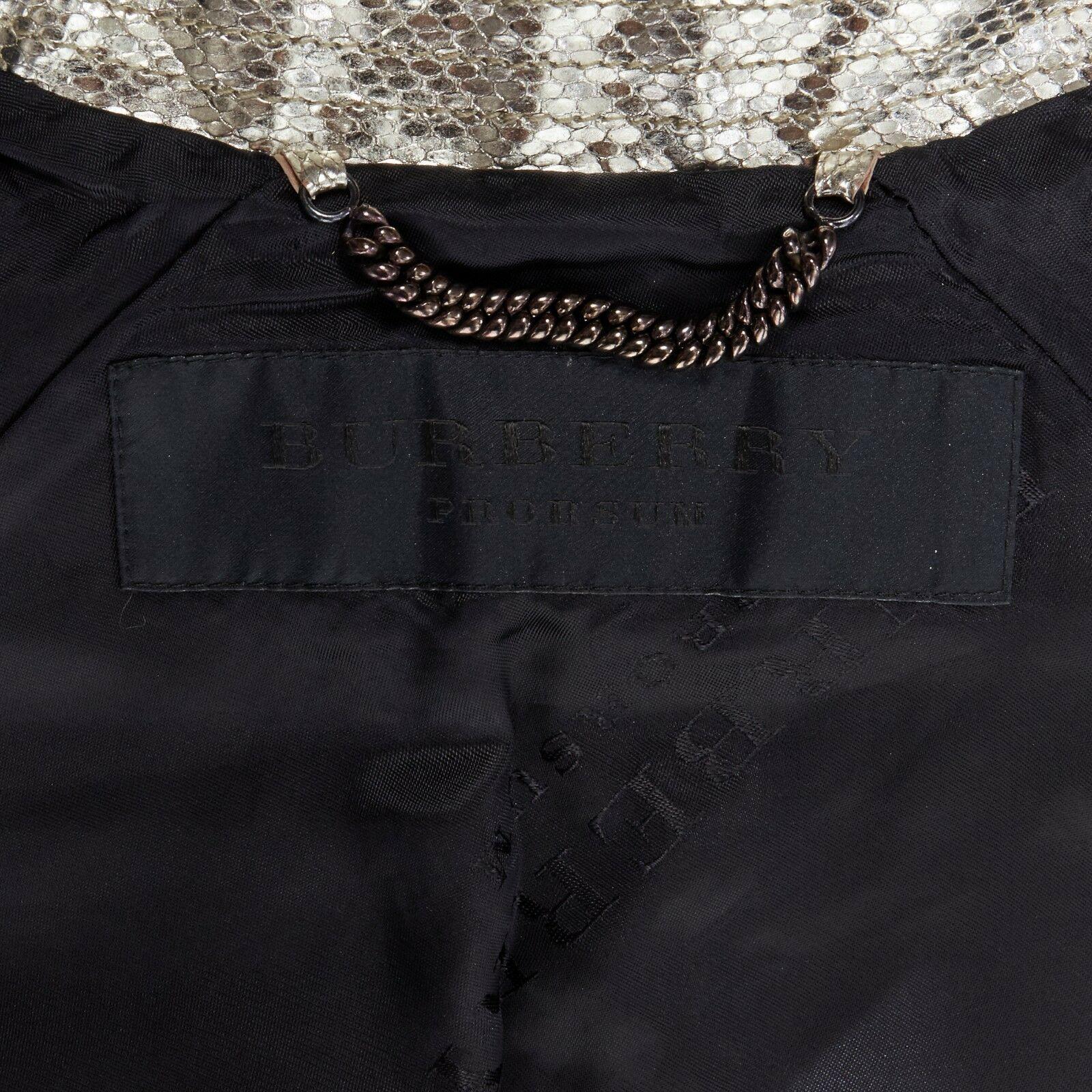 runway BURBERRY SS13 silver python leather cropped trench coat cape IT40 US4 S 4