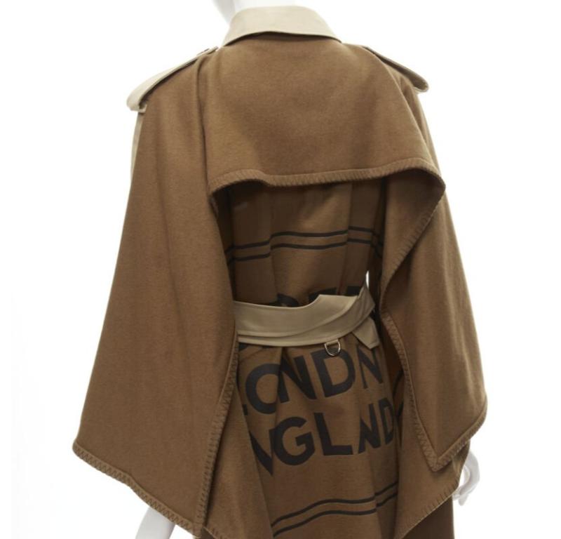 Runway Burberry Tisci cashmere logo blanket beige cotton trench coat UK4 S in vendita 5