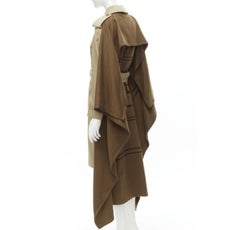 Runway BURBERRY Tisci cashmere logo blanket beige cotton trench coat UK4 S