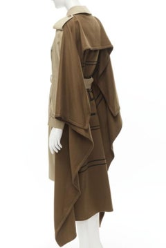 Runway BURBERRY Tisci cashmere logo blanket beige cotton trench coat UK4 S