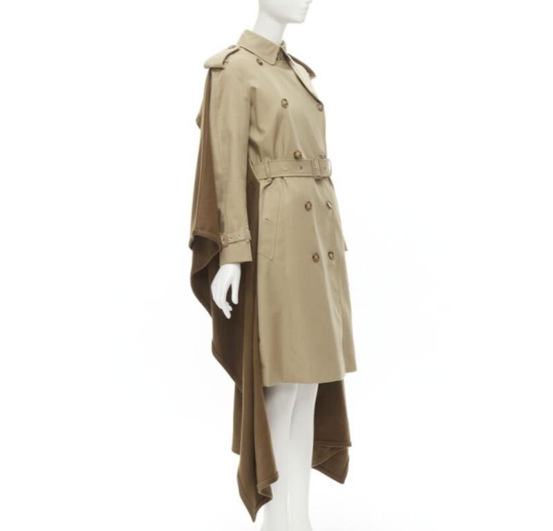 Beige Runway Burberry Tisci cashmere logo blanket beige cotton trench coat UK4 S in vendita