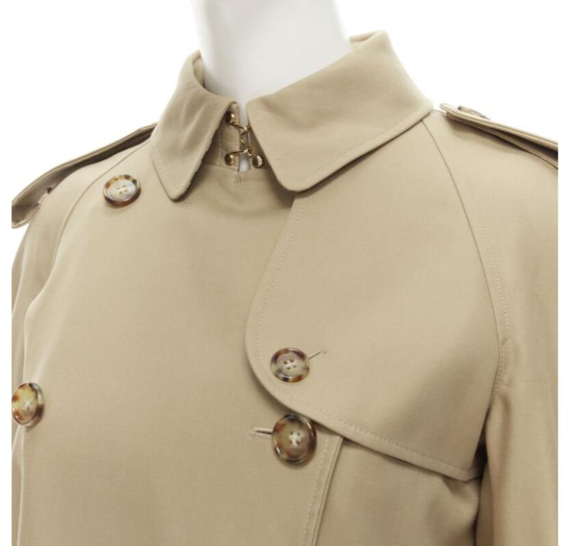 Runway Burberry Tisci cashmere logo blanket beige cotton trench coat UK4 S in vendita 1
