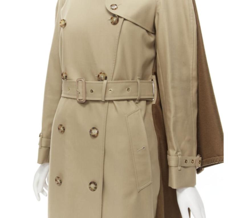 Runway Burberry Tisci cashmere logo blanket beige cotton trench coat UK4 S in vendita 2