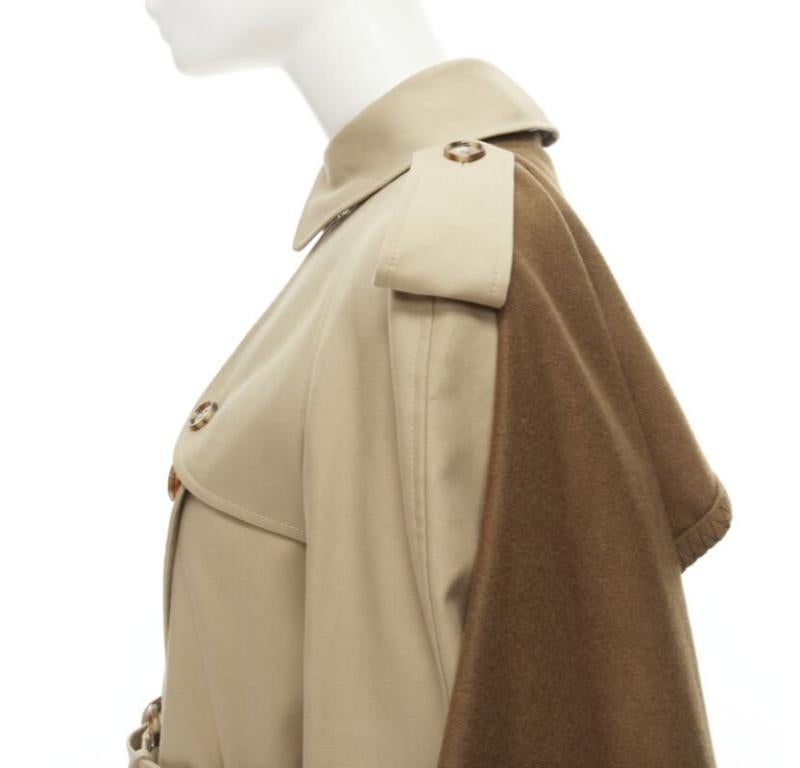 Runway Burberry Tisci cashmere logo blanket beige cotton trench coat UK4 S in vendita 4