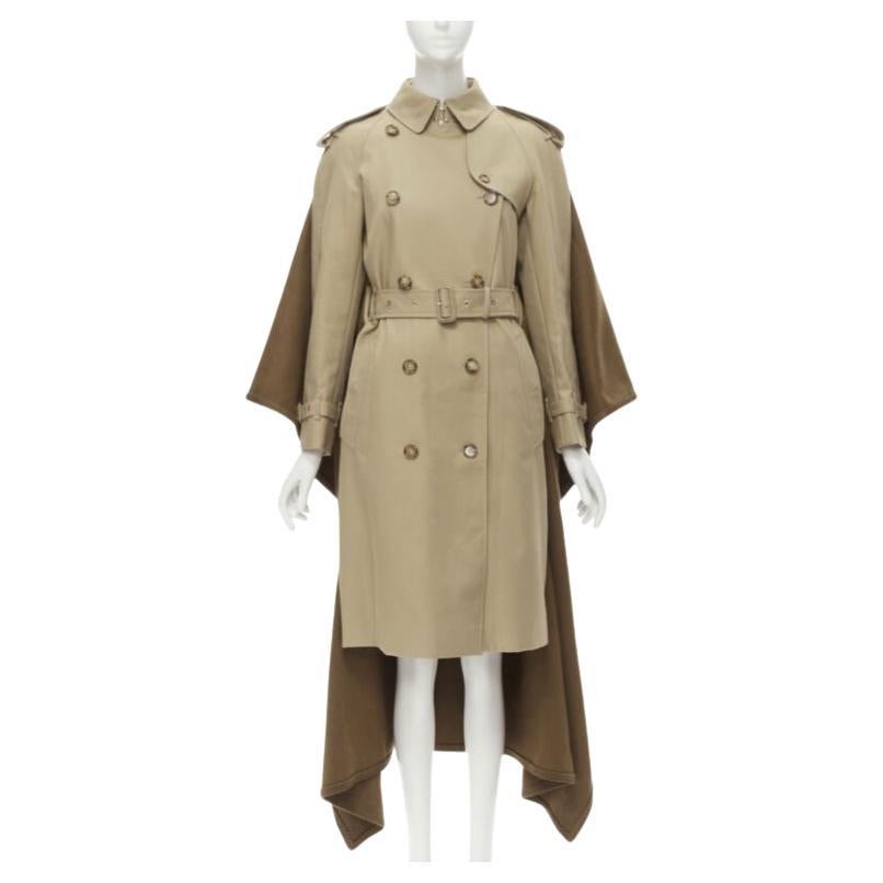 Runway BURBERRY Tisci cashmere logo blanket beige cotton trench coat UK4 S