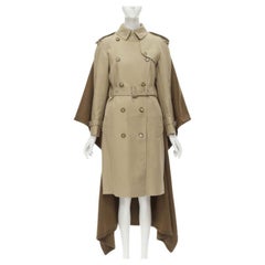 Runway BURBERRY Tisci cashmere logo blanket beige cotton trench coat UK4 S