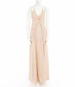 runway CALVIN KLEIN nude lattice lace bondage camisole silk dress gown US4 S