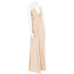 runway CALVIN KLEIN nude lattice lace bondage camisole silk dress gown US4 S