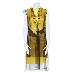 runway CALVIN KLEIN RAF SIMONS ANDY WARHOL black yellow layer midi dress IT38