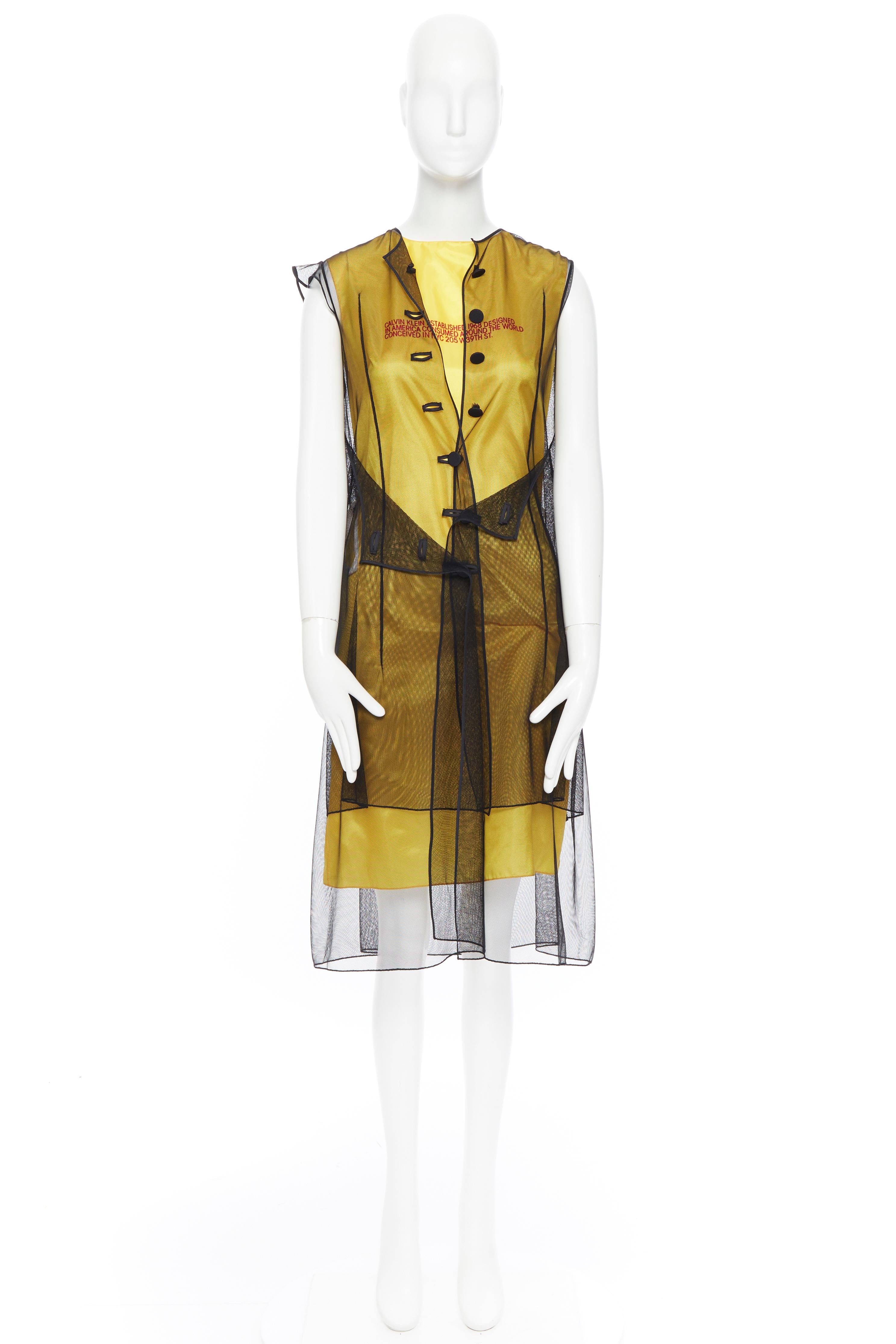 runway CALVIN KLEIN RAF SIMONS ANDY WARHOL black yellow mesh layered dress IT40 
Reference: TGAS/A04862 
Brand: Calvin Klein 
Designer: Raf Simons 
Collection: Spring Summer 2018 Runway 
Material: Nylon 
Color: Yellow 
Pattern: Abstract Extra