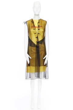 runway CALVIN KLEIN RAF SIMONS ANDY WARHOL black yellow mesh layered dress IT40