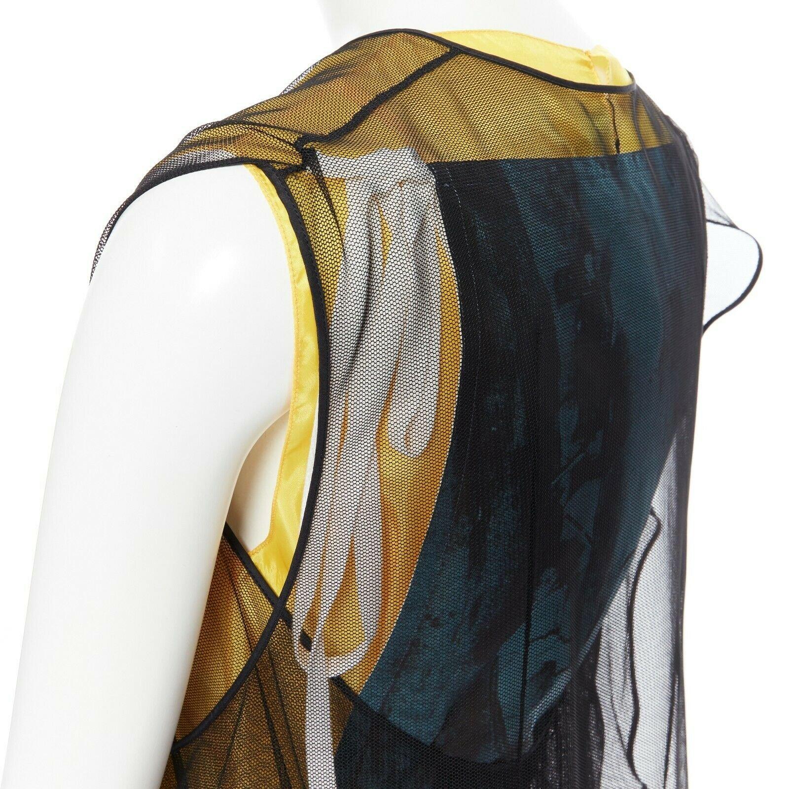 CALVIN KLEIN RAF SIMONS Andy Warhol Laufsteg gelbes, durchsichtiges Kleid IT38 5