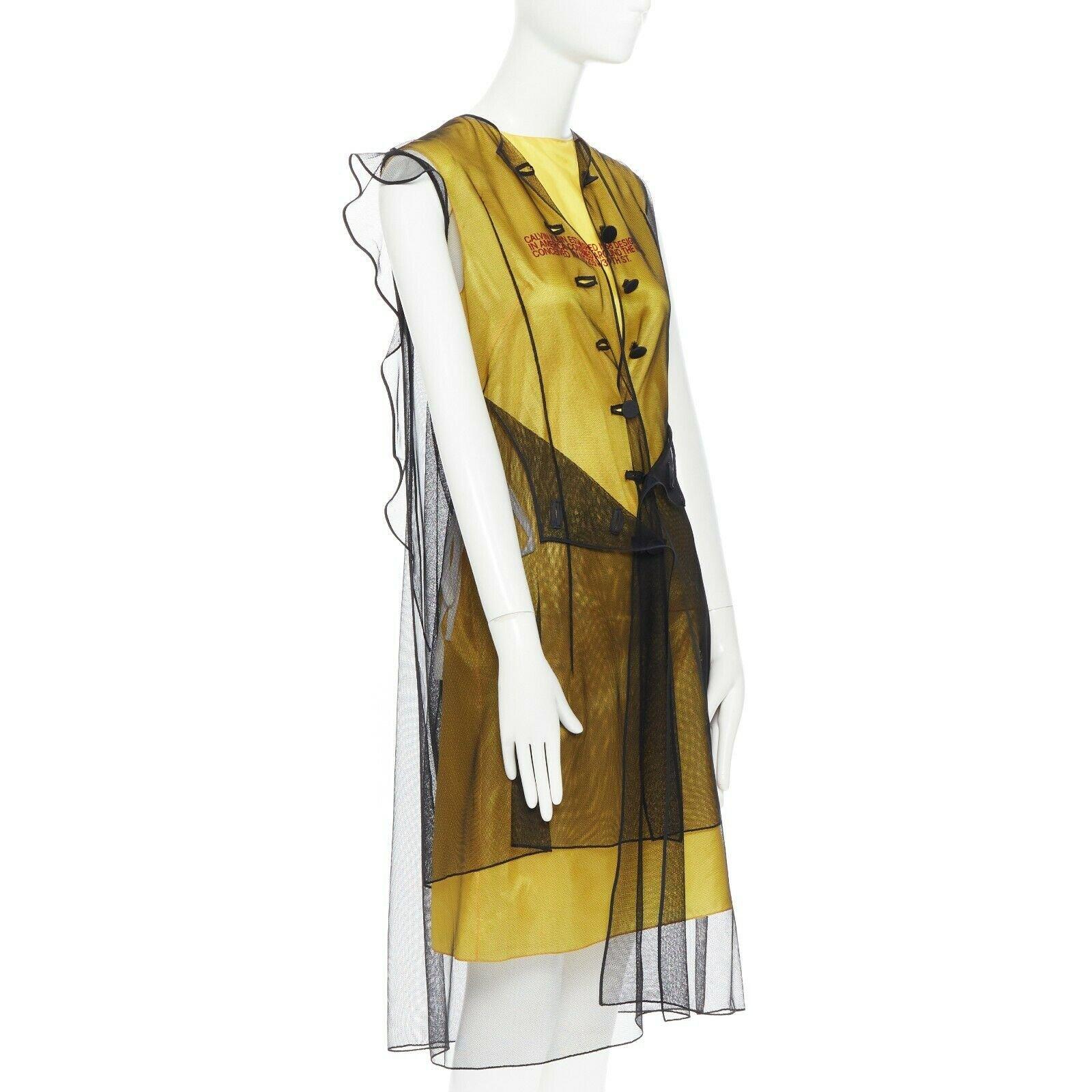 CALVIN KLEIN RAF SIMONS Andy Warhol Laufsteg gelbes, durchsichtiges Kleid IT38 im Zustand „Neu“ in Hong Kong, NT