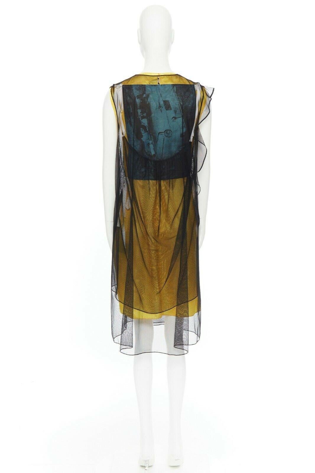 CALVIN KLEIN RAF SIMONS Andy Warhol Laufsteg gelbes, durchsichtiges Kleid IT38 1