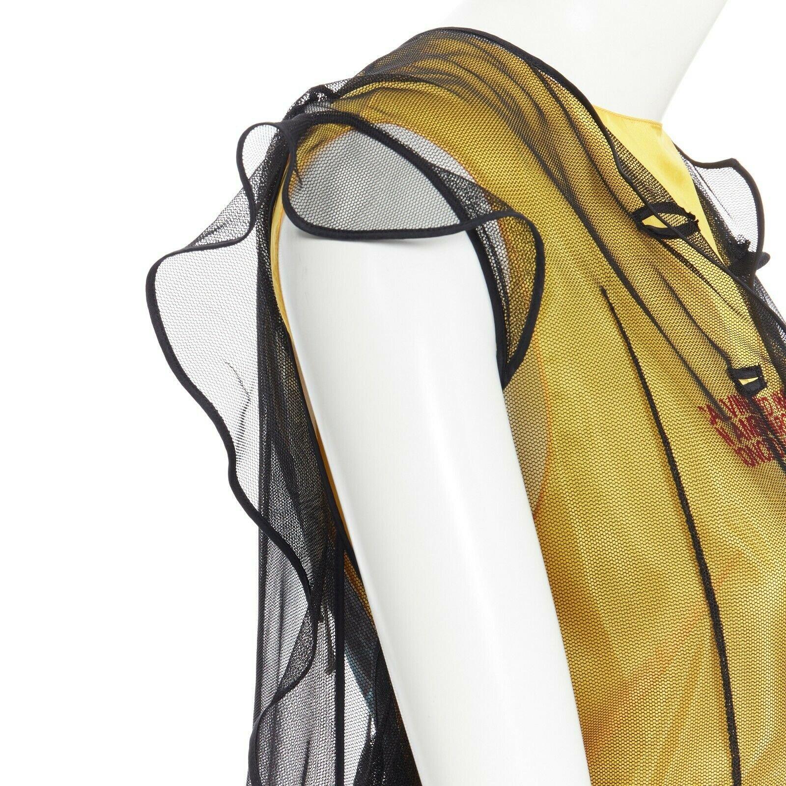 CALVIN KLEIN RAF SIMONS Andy Warhol Laufsteg gelbes, durchsichtiges Kleid IT38 4