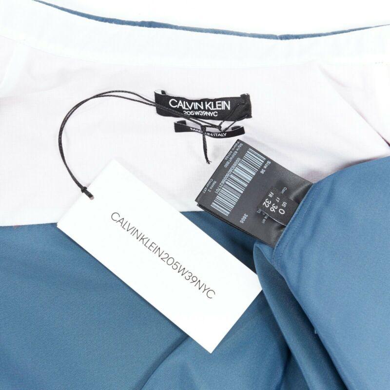 runway CALVIN KLEIN RAF SIMONS SS18 blue red acetate diner uniform shirt IT36 XS For Sale 4