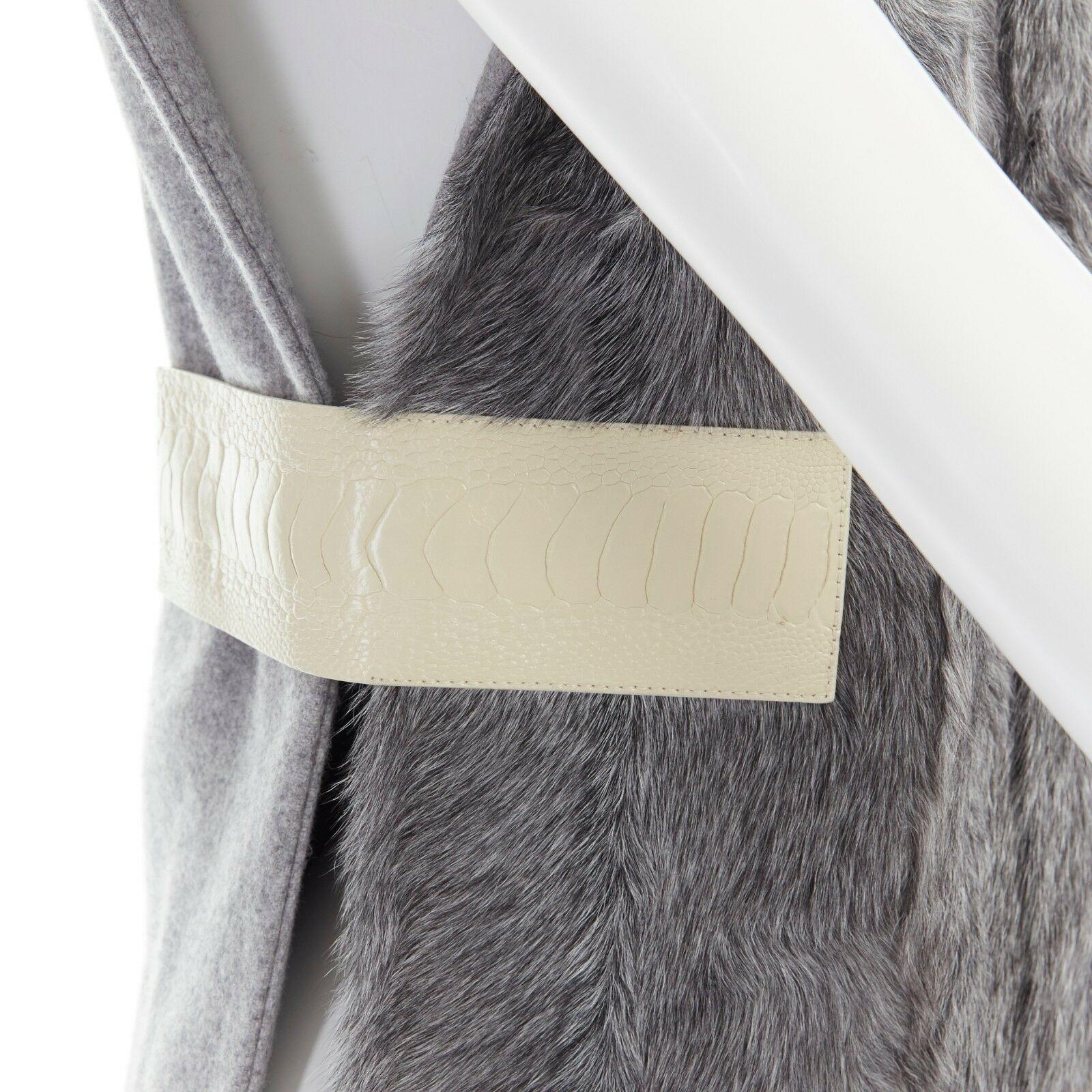 runway CELINE grey goat fur 100% cashmere leather belt tab turtleneck vest top  2