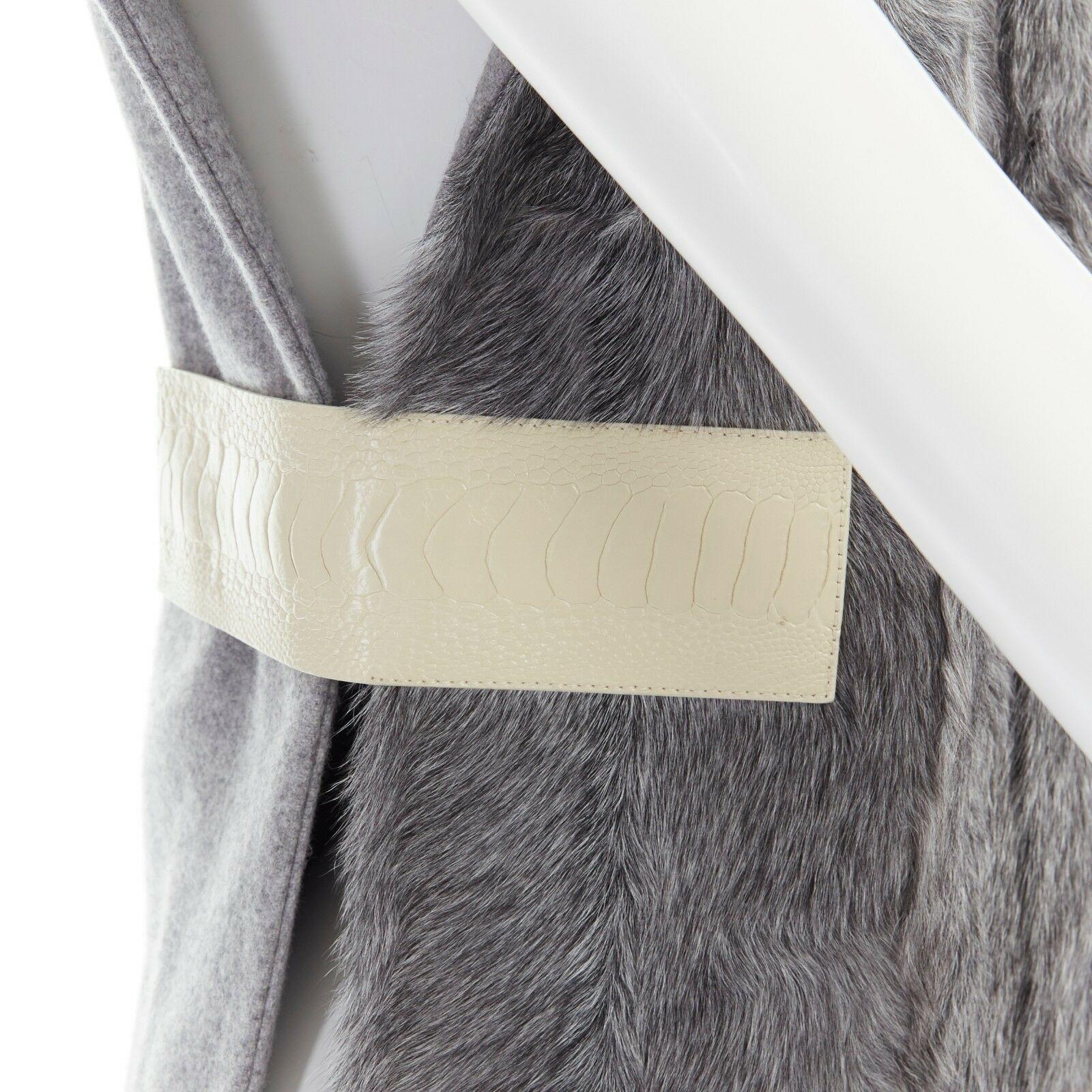 runway CELINE grey goat fur 100% cashmere leather belt tab turtleneck vest top 2