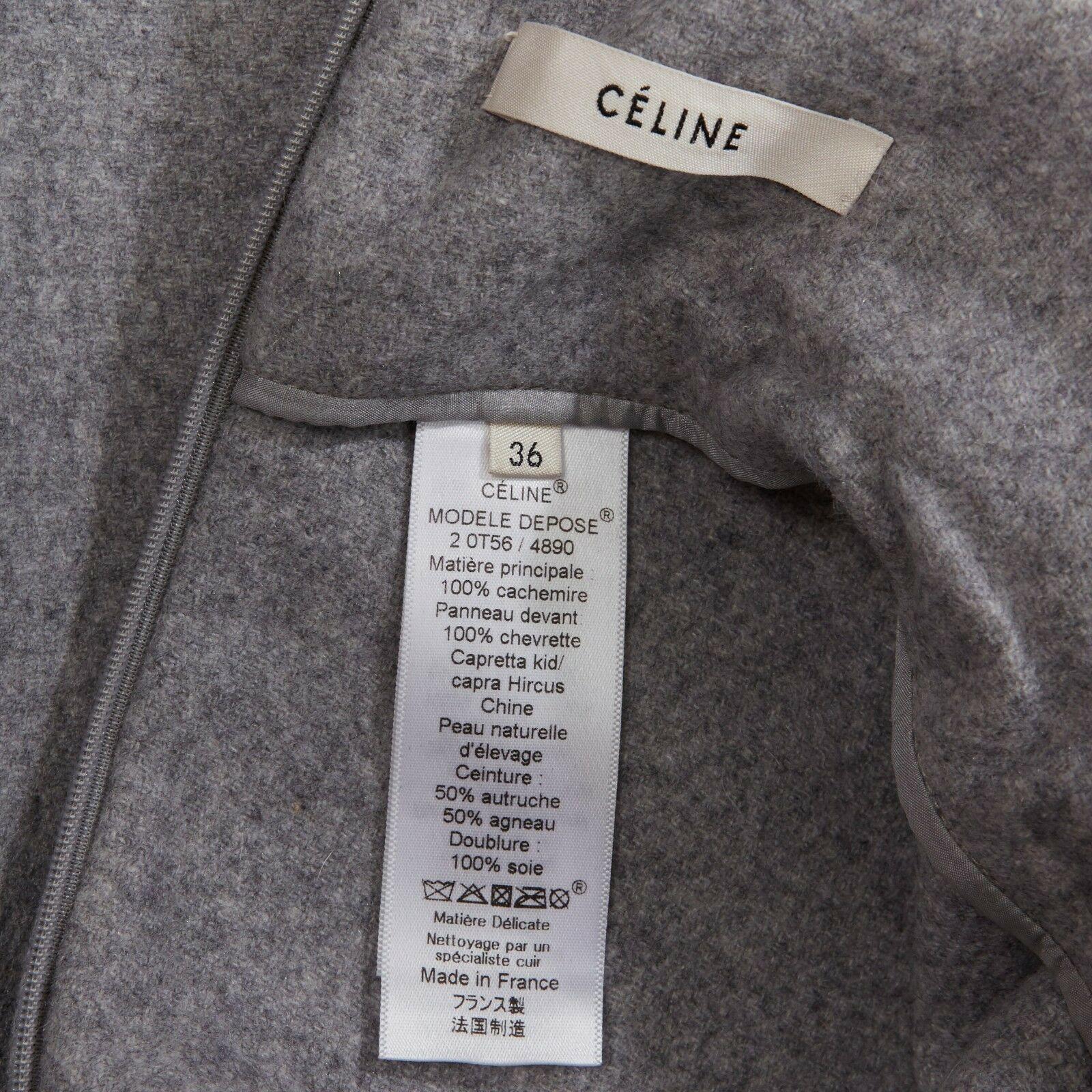 runway CELINE grey goat fur 100% cashmere leather belt tab turtleneck vest top  3