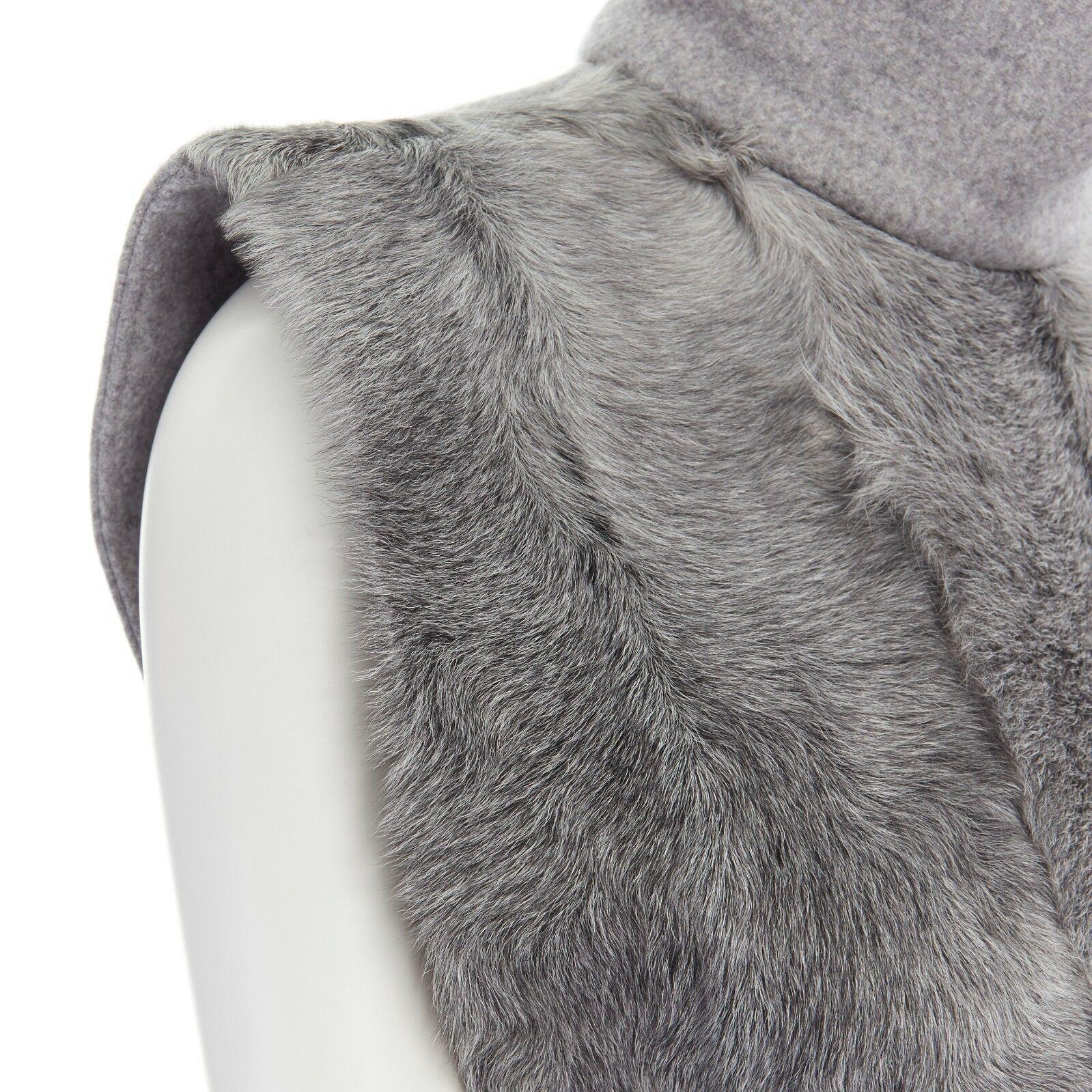 runway CELINE grey goat fur 100% cashmere leather belt tab turtleneck vest top  1