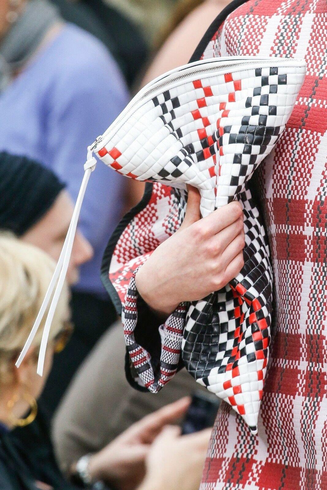 Gray runway CELINE PHILO AW13 Berlingot red white blue stitch leather zip clutch bag