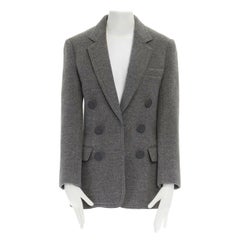 runway CELINE PHILO grey virgin wool blend decorative button blazer jacket FR38