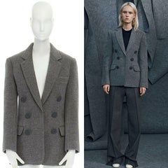 runway CELINE PHILO grey virgin wool blend decorative button blazer jacket FR38