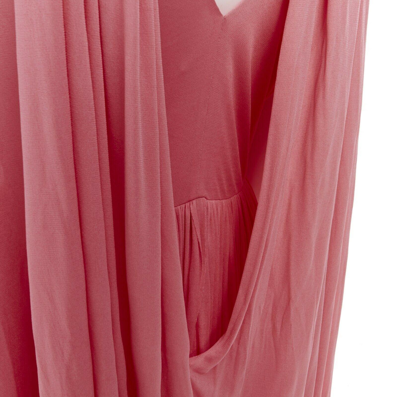 runway CELINE PHOEBE PHILO pink fluid viscose draped cape midi dress FR36 S 3