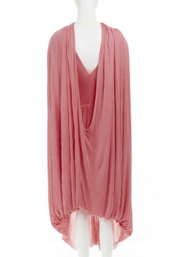 runway CELINE PHOEBE PHILO pink fluid viscose draped cape midi dress FR36 S